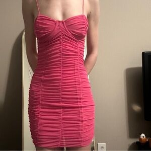 Zara Pink Ruched Mini Dress